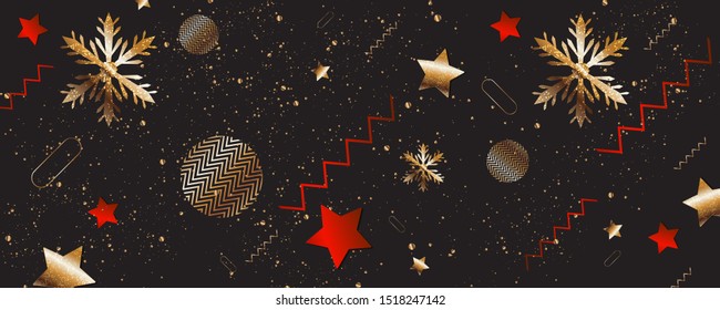 Merry Christmas gold frame vector art new elegant on dark color banner design