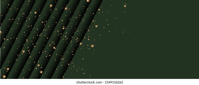 Merry Christmas gold frame vector elegant on dark banner design of sparkling