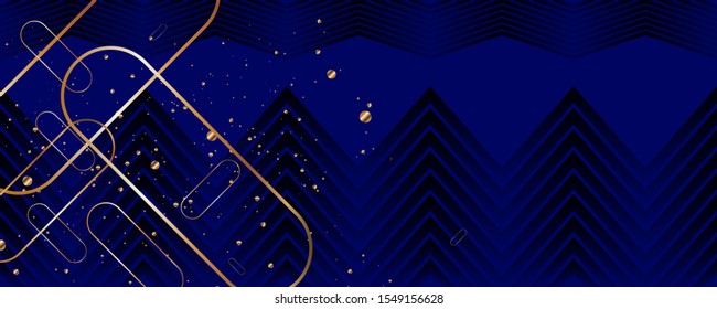 Merry Christmas gold frame vector elegant on dark banner design of sparkling