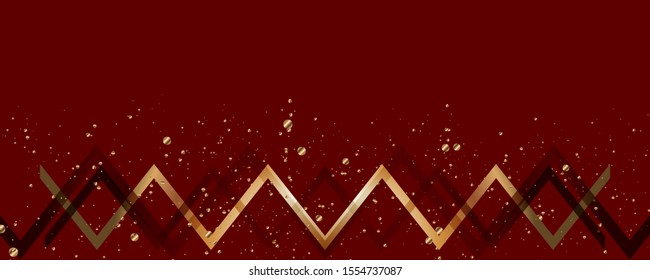 Merry Christmas gold frame vector elegant on dark green banner design of sparkling lights