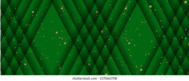 Merry Christmas gold frame vector elegant on dark green banner design of sparkling lights