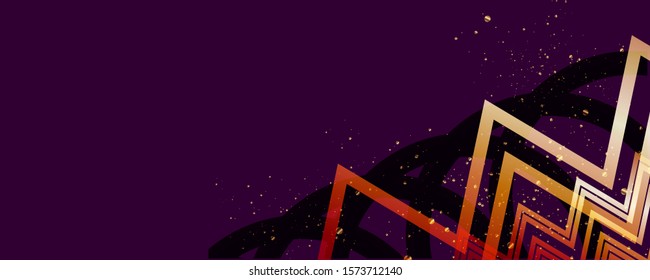 Merry Christmas gold frame vector elegant on dar banner design of sparkling lights