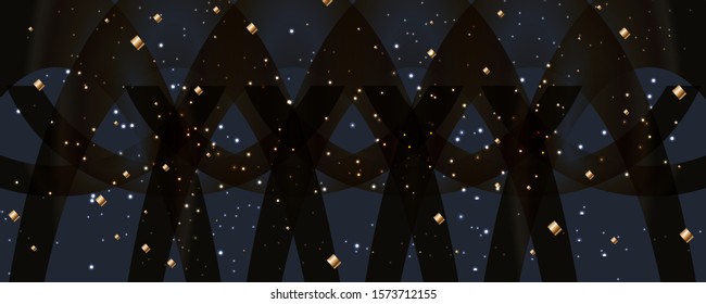 Merry Christmas gold frame vector elegant on dar banner design of sparkling lights