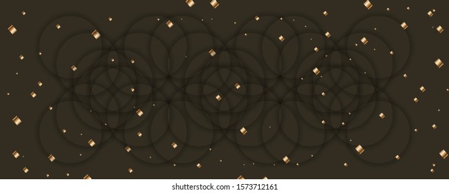 Merry Christmas gold frame vector elegant on dar banner design of sparkling lights