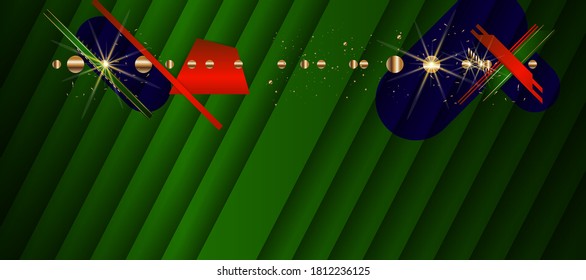 Merry Christmas gold frame vector elegant on dark banner design of sparkling lights garland