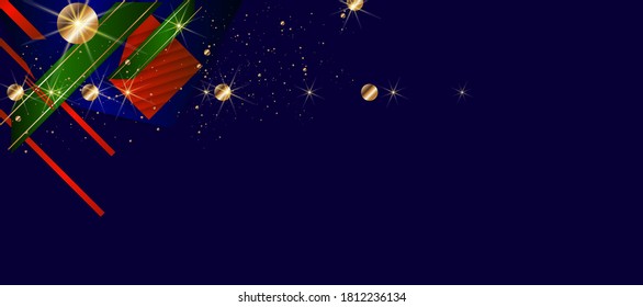 Merry Christmas gold frame vector elegant on dark banner design of sparkling lights garland