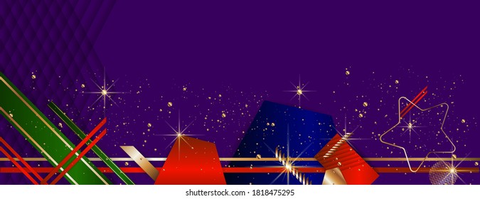 Feliz Navidad marco de oro vector elegante en banderas oscuras diseño de la guirnalda de luces brillantes