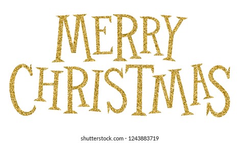 MERRY CHRISTMAS gold glitter hand lettering banner