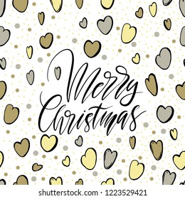 Merry Christmas gold glittering lettering design. Vector illustration EPS 10