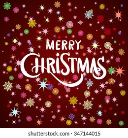 Merry Christmas gold glittering lettering design. Vector illustration EPS 10 art