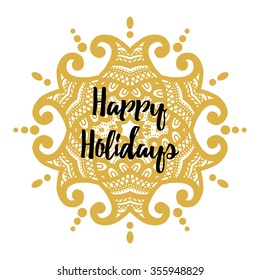 Merry Christmas gold glittering lettering design. Vector illustration EPS 10.