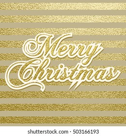 Merry Christmas gold glittering lettering design. Vector illustration. Element for greeting cards, posters.