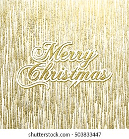 Merry Christmas gold glittering lettering design. Vector illustration. Element for greeting cards, posters.