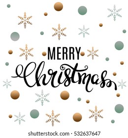 Merry Christmas gold glittering lettering design. Vector illustration.