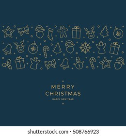 merry christmas gold icon elements
