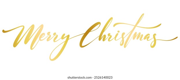 MERRY CHRISTMAS gold metallic brush calligraphy banner vector eps