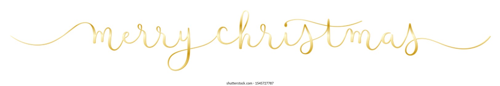 MERRY CHRISTMAS gold metallic vector brush calligraphy banner with swashes