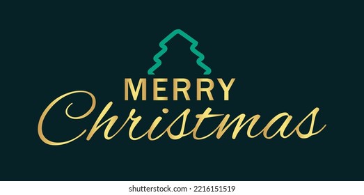 Merry Christmas gold text design. Merry Christmas lettering template vector illustration in modern trendy style.
