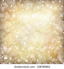 Merry Christmas Golden Background with Stars