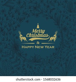 merry christmas golden card background