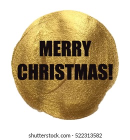 Merry Christmas Golden Circle Vector illustration isolated on glitter colored background white text