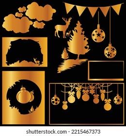 merry christmas golden color  elements bundle  2022 