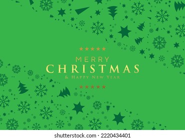 merry christmas in golden color with tree snowflake star cartoon theme background for advertisement brochure template banner website cover product package design presentation vector eps.