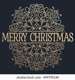 Merry Christmas. Golden Congratulations card. Vector illustration