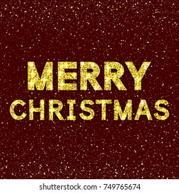 Merry Christmas golden font. Glittering Xmas greeting card with shine magic text. illustration of gold. Vector holiday background. 