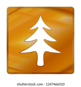 Merry Christmas golden icon. Winter icon in beautiful gradient design isolated on white background. New year sign vector illustration. Christmas tree, pine symbol.