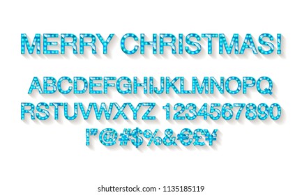 Merry Christmas with Golden Letters and Numbers. On a dark background. Easy to edit. Vector illustration
