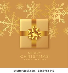 merry christmas golden realistic greeting with gift box