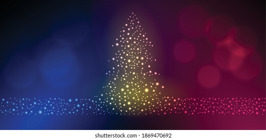 merry christmas golden sparkles tree banner design 