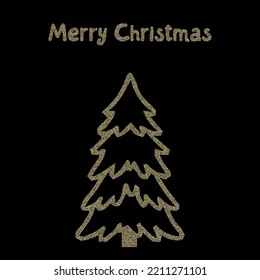 Merry Christmas. Golden Christmas tree.