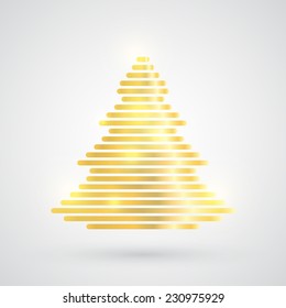 Merry Christmas with golden tree