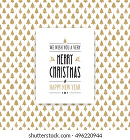 merry christmas golden withe card tree background