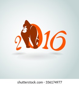 Merry Christmas from gorilla, vector illustration for Your design, eps10