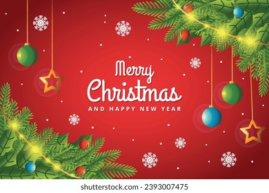 Merry Christmas Gradient Red Background 
