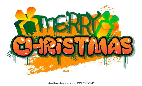 Merry Christmas. Graffiti tag. Abstract modern street art decoration performed in urban painting style.