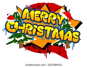 Merry Christmas. Graffiti tag. Abstract modern street art decoration performed in urban painting style.