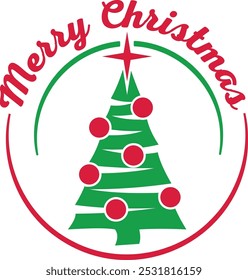 Merry Christmas Graphic with Tree Design. Vector Illustration
