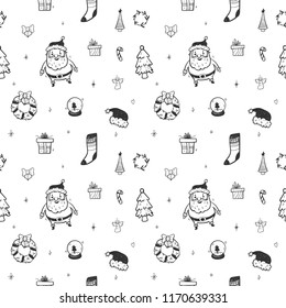 Merry Christmas. A great Christmas seamless pattern. Hand drawing.