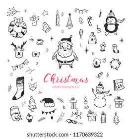 Merry Christmas. A great Christmas set. Hand drawing.