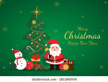 Diseño de elementos de fondo verde de navidad. ilustración vectorial.
