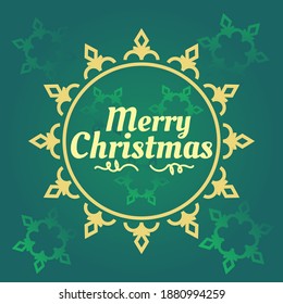 Merry christmas and Green Background with Square Frame-Vector illustration
