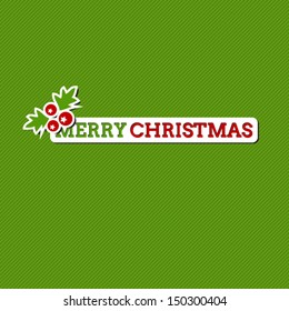 Merry Christmas green card with stylized sticker, holiday design