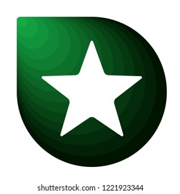 Merry Christmas green icon in the form of a drop. Winter icon in beautiful gradient design isolated on white background. New year sign vector illustration. Star symbol.