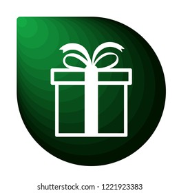 Merry Christmas green icon in the form of a drop. Winter icon in beautiful gradient design isolated on white background. New year sign vector illustration. Gift symbol.