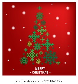 Merry christmas Green christmas pine tree ,Snow christmas tree ,Holidays Background with Season. EPS10 vector.