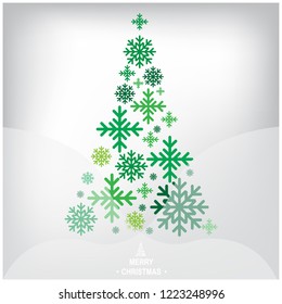 Merry christmas Green christmas pine tree ,Holidays Background with Season. EPS10 vector.